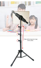 Load image into Gallery viewer, AODIV Universal 360° Compact Foldable Tripod Stand up to 1.65 Meter Height & Support Tablet Size 9.5"-14.5"with Carrying Bag