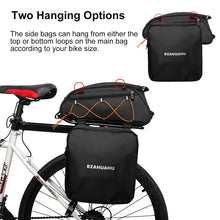 Load image into Gallery viewer, RZAHUAHU Waterproof Bike Pannier Bag (PU LeatherEVA) Bicycle Rack Bag with 2 Side Hanging Bags (YA-532-2S)