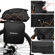 Load image into Gallery viewer, RZAHUAHU Waterproof Bike Pannier Bag (PU LeatherEVA) Bicycle Rack Bag with 2 Side Hanging Bags (YA-532-2S)