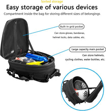 Load image into Gallery viewer, RZAHUAHU Motorcycle Luggage Bags Rear Seat Waterproof Bag Tail Bag Backpack Motorbike Helmet Bag Storage Bags with Expandable Storage 20-28L (YA-533)
