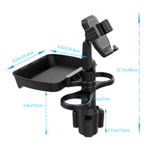 Load image into Gallery viewer, MAILUZHE Car Cup Holder 4 in 1 Holder Tray 360° Rotating Auto Drink Food Table with Dual Cup Holder, Phone Holder, 360°Rotation Adjustable Base, Road Trip Essentials Car Accessories (B06)