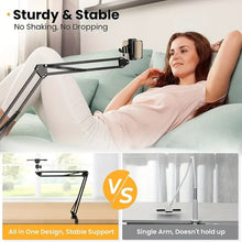 Load image into Gallery viewer, 360° Boom Arm Flexi Adjustment Mobile Phone Holder Table for Desk, Broadcast, Kitchen, Bedroom