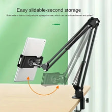 Load image into Gallery viewer, 360° Boom Arm Flexi Adjustment Tablet Phone Holder Table for Desk, Broadcast, Kitchen, Bedroom