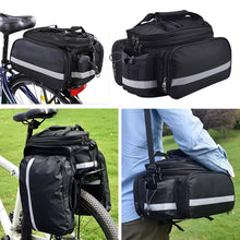 Load image into Gallery viewer, Bicycle Bike Bag Rack Back Rear Seat Tail Carrier Double Sided Pannier with Expandable Side Pockets (27L)