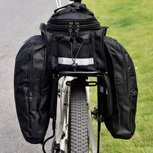 Load image into Gallery viewer, Bicycle Bike Bag Rack Back Rear Seat Tail Carrier Double Sided Pannier with Expandable Side Pockets (27L)