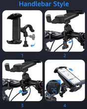 Load image into Gallery viewer, Universal Phone Mount with Secure Grip for Bicycle Scooter use in Handle Bar, Support Phone Size with Case up to 6.5"