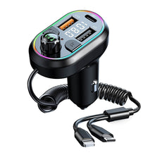 Load image into Gallery viewer, Car FM Transmitter Wireless Audio Receiver Auto ABS MP3 Player w Type-C & Lightning Charging Cable