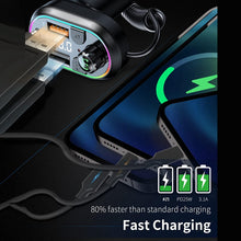 Load image into Gallery viewer, Car FM Transmitter Wireless Audio Receiver Auto ABS MP3 Player w Type-C & Lightning Charging Cable