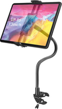 Load image into Gallery viewer, 360° Gooseneck Flexible Angle Phone Tablet Clamp Mount Support up to 12.9" for Pram Treadmill Bike 50cm