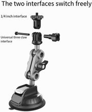 Load image into Gallery viewer, 360° Universal Rotatable with Flexible Robotic Arms Windshield Camera Mount Adjustable Suction Cup 1/4" for GoPro Insta360 DJI Action