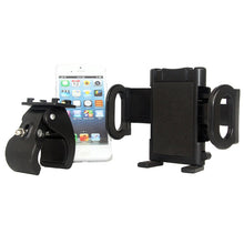 Load image into Gallery viewer, Universal 360° Rotatable Claw Clamp Phone Holder for Bike Bicycle E-Bike Scotter Baby Carriages, Treadmills, etc. Support Phone Size up to 7" Inch
