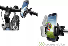 Load image into Gallery viewer, Universal 360° Rotatable Claw Clamp Phone Holder for Bike Bicycle E-Bike Scotter Baby Carriages, Treadmills, etc. Support Phone Size up to 7" Inch