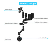 Load image into Gallery viewer, MAILUZHE Car Cup Holder 4 in 1 Expander Tray,Detachable Car Food Tray Retractable with Dual Cup Holder, Phone Holder, 360°Rotation Adjustable Base, Road Trip Essentials Car Accessories (D04)