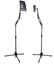 Load image into Gallery viewer, Universal Tripod Floor Stand with 360° Flexible Scissor Boom Arm Extendable to Height 180cm for Phone or Tablet