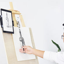 Load image into Gallery viewer, Universal 360° Rotatable Spring Clamp Clip Clamp Phone & Tablet Holder Compatible size 4.7" to 11.0" for Drawing Board Car Dashboard Car Sunvisor Desk Kitchen Cabinet