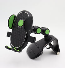 Load image into Gallery viewer, Universal 360° Rotatable Phone Holder for Car Dashboard Sunvisor Rearview Mirror Desk Kitchen Cabinet with Spring Clamp Holder & One Touch Phone Holder Compatible for Phone Size 7.0" Inch