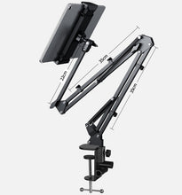 Load image into Gallery viewer, Universal 360° Phone & Tablet Holder Cantilver Flexible Extra Long Metal Arm (2x35cm+220cm) for Bed Desktop Kitchen Bench Strong Metal 3 DirectionsMounting Clamp for Width Within 65cm