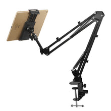 Load image into Gallery viewer, Universal 360° Phone & Tablet Holder Cantilver Flexible Extra Long Metal Arm (2x35cm+220cm) for Bed Desktop Kitchen Bench Strong Metal 3 DirectionsMounting Clamp for Width Within 65cm