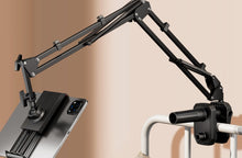 Load image into Gallery viewer, Universal 360° Phone & Tablet Holder Cantilver Flexible Metal Arm (2x35cm+10cm) for Bed Desktop Kitchen Bench Round Tube