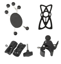 Load image into Gallery viewer, Aluminum Universal 360° Bike Bicycle Handle Bar Clamp Base W Double Socket Arm & 6-Claw Phone Holder