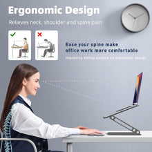 Load image into Gallery viewer, Adjustable Laptop Stand, Portable and Adjustable Handy Laptop Riser Ergonomic Computer Notebook Stand for MacBook Air Pro, Dell XPS, HP (12-17.3'') Sliver
