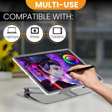 Load image into Gallery viewer, Adjustable Laptop Stand, Portable and Adjustable Handy Laptop Riser Ergonomic Computer Notebook Stand for MacBook Air Pro, Dell XPS, HP (12-17.3'') Sliver