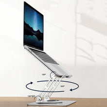 Load image into Gallery viewer, Laptop Notebook Tablet Stand, Height Adjustable, Foldable, Ergonomic Design with 360° Rotating Base (26cm x 22cm) Compatible with Laptop 11" to 17" Inch