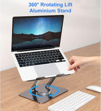 Load image into Gallery viewer, Laptop Notebook Tablet Stand, Height Adjustable, Foldable, Ergonomic Design with 360° Rotating Base (26cm x 22cm) Compatible with Laptop 11" to 17" Inch