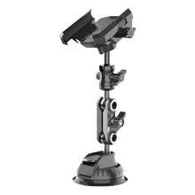 Load image into Gallery viewer, 360° Universal Rotatable with Flexible Robotic Arms to support various viewwing angles. Lockable Phoe Bracket support phone size from 12cm to 18cm Width.