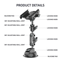 Load image into Gallery viewer, 360° Universal Rotatable with Flexible Robotic Arms to support various viewwing angles. Lockable Phoe Bracket support phone size from 12cm to 18cm Width.