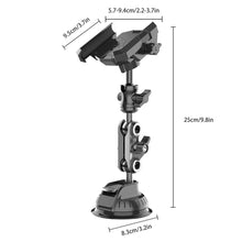 Load image into Gallery viewer, 360° Universal Rotatable with Flexible Robotic Arms to support various viewwing angles. Lockable Phoe Bracket support phone size from 12cm to 18cm Width.