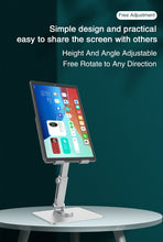 Load image into Gallery viewer, Aluminum Phone Tablet Stand Desktop Mount Riser 360° Rotation Height Adjustable Support Phone Tablet up to Size 13.0" Inch (MT-136)