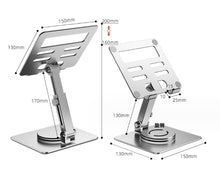 Load image into Gallery viewer, Aluminum Phone Tablet Stand Desktop Mount Riser 360° Rotation Height Adjustable Support Phone Tablet up to Size 13.0" Inch (MT-136)