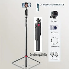 Load image into Gallery viewer, Selfie Stick Tripod Extendable 30cm-185cm, Portable Camera Tripod, All In One Extendable Phone Tripod Stand With Wireless Remote 360° Rotation For Video Recording, Vlogging, Live Streaming, Universal 1/4 Nut Connector For Camera