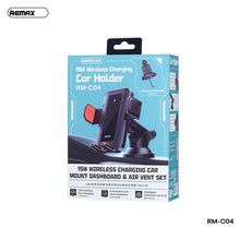 Load image into Gallery viewer, REMAX RM-C04 15W Fast Car Wireless Charger & Holder w Dash Mount/Air Vent Anti Fall Set
