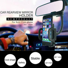 Load image into Gallery viewer, 360° Car Rearview Mirror Phone Mount Flexible Goose Design One Touch Phone Bracket support up to 11cm Width