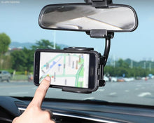 Load image into Gallery viewer, 360° Car Rearview Mirror Phone Mount Flexible Goose Design One Touch Phone Bracket support up to 11cm Width