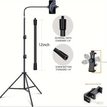 Load image into Gallery viewer, Universal Flexible Angle Height Adjustable Tripod with Goose Neck and 360° Rotatable Phone Clip