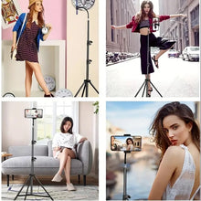 Load image into Gallery viewer, Universal Flexible Angle Height Adjustable Tripod with Goose Neck and 360° Rotatable Phone Clip