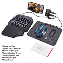 Load image into Gallery viewer, T-WOLF PUB G 5-in-1 Ergonomic LED Keyboard, Gaming LED Mouse, Converter Phone Holder with Mouse Pad Design