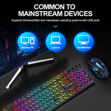 Load image into Gallery viewer, T-WOLF TF270 Colorful USB LED Light Effect Retro Gaming Wired Keyboard And Mouse Set