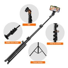 Load image into Gallery viewer, Foldable Height Adjustable Tripod Stand with Phone Bracket & Bluetooth Shutter Compatible with Mini Sport Camera