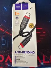 Load image into Gallery viewer, HOCO X59 3.0 Meter Fabric Braided Nylon Anti Bending USB Type C to C 60W 3A Fast Charging & Data Hotcync Cable