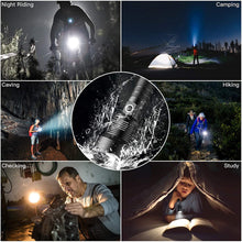 Load image into Gallery viewer, LED Rechargeable XPH70 6000 Lumens Ultra-Bright Zoomable Waterproof Powerful 3-Modes Tactical Flash Torch Light with 2 x 18650 Battery