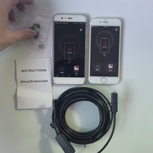 Load and play video in Gallery viewer, WIFI Endoscope 5MP 5.5mm Borescope Inspection Camera Built-in 6 LED IP67 Waterproof for iOS/Android Smartphones
