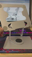 Load and play video in Gallery viewer, Laptop Notebook Tablet Stand, Height Adjustable, Foldable, Ergonomic Design with 360° Rotating Base (26cm x 22cm) Compatible with Laptop 11" to 17" Inch