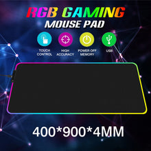 Load image into Gallery viewer, RGB Fabric Luminous Mouse Pad Colorful Glowing USB LED Non-slip RGB 14 Lights Mode Anti Slip USB Powered (400*900*4mm)