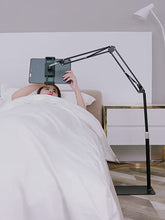 Load and play video in Gallery viewer, Phone & Tablet Floor Stand, Adjustable Height Free Angle Extension Scissor Arm, Holder Fits 4.7-12.9 inch iPad Pro Air iPhone Tablet/Phones