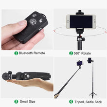 Load image into Gallery viewer, YUNTENG YT-9928N 2 in 1 Extra Long Extendable up to 47cm Selfie Stick Tripod Bluetooth, Phone Tripod Monopod with Wireless Remote Shutter and Tripod Stand Compatible Phone, Go Pro, Light Weight Camera