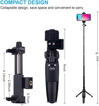 Load image into Gallery viewer, YUNTENG YT-9928N 2 in 1 Extra Long Extendable up to 47cm Selfie Stick Tripod Bluetooth, Phone Tripod Monopod with Wireless Remote Shutter and Tripod Stand Compatible Phone, Go Pro, Light Weight Camera